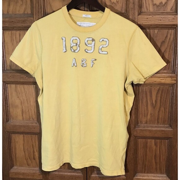 Vtg. Y2K Abercrombie & Fitch 1892 Muscle T-Shirt Men's XL Boxy Sewn Mustard Tee - Picture 1 of 8